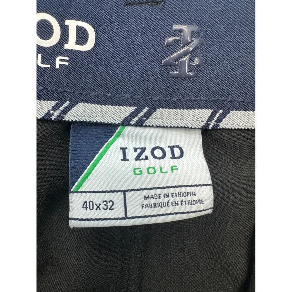 IZOD Golf Mens 40x32 Black Performance Stretch Straight Leg Pants 4393